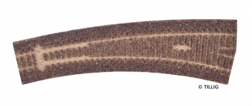 TILLIG 86523 - H0 Gleisbettung Elitegleis dunkel (braun) für rechte Innenbogenweiche 29,3°